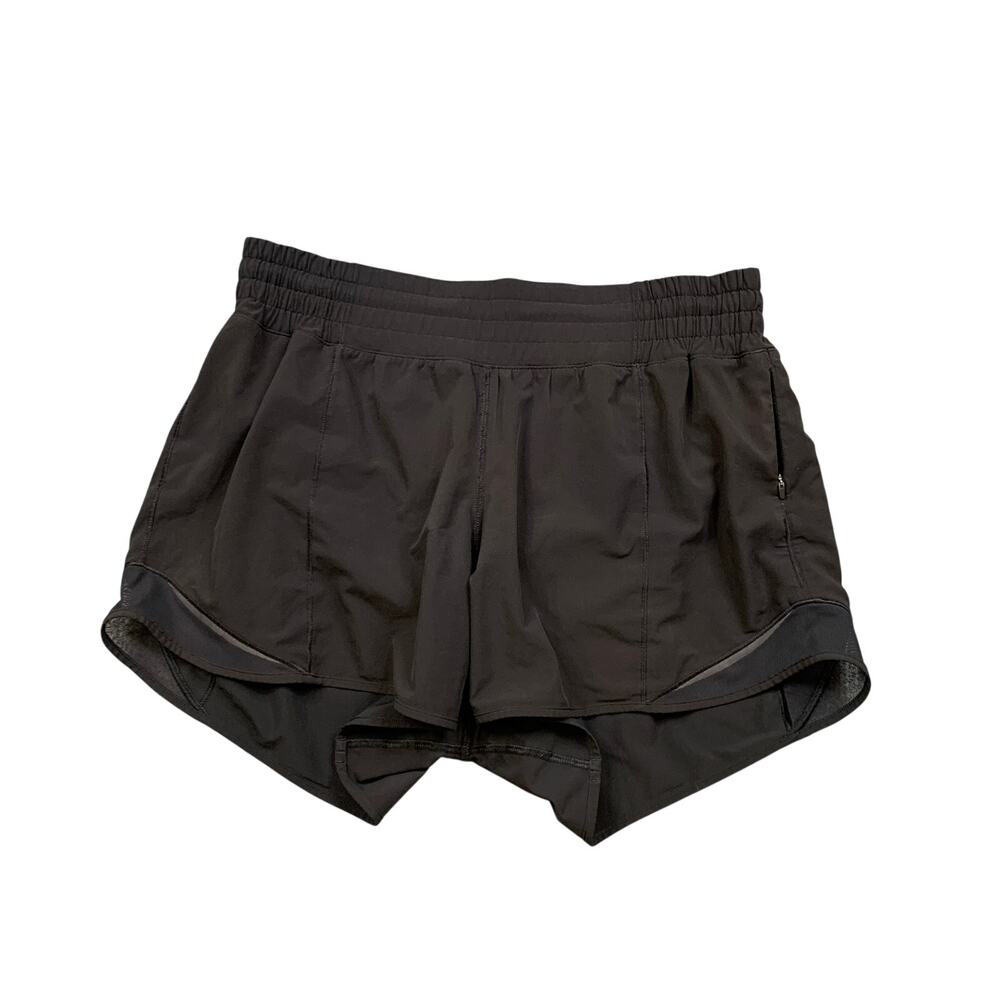 Lululemon Shorts Women 8 Black Hotty Hot High Rise Lined Reflective Mesh Panels